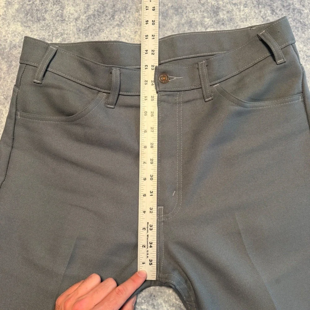 Vintage Levis 517 Action Slacks Mens 36x32 Gray Bootcut Dacron Polyester Pants
